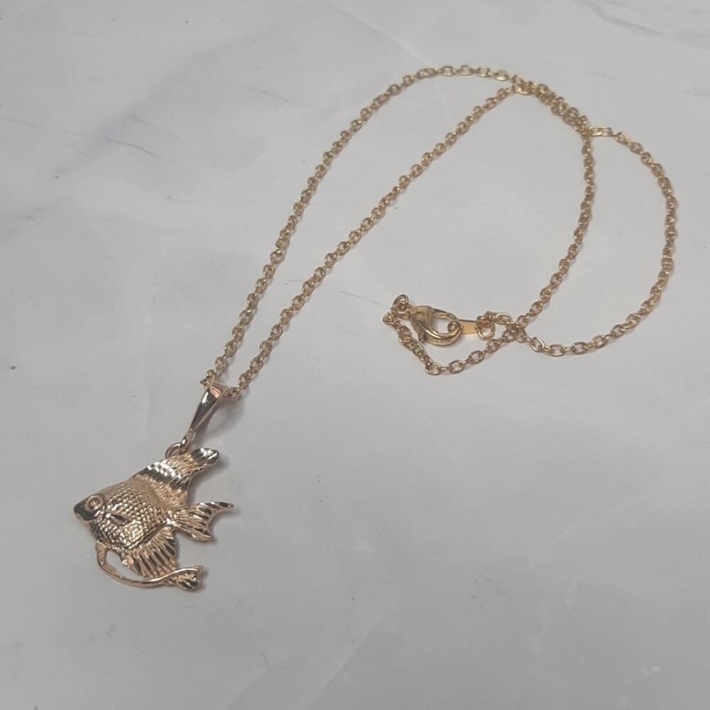 Gold Fish Pendant Necklace - Women Jewelry